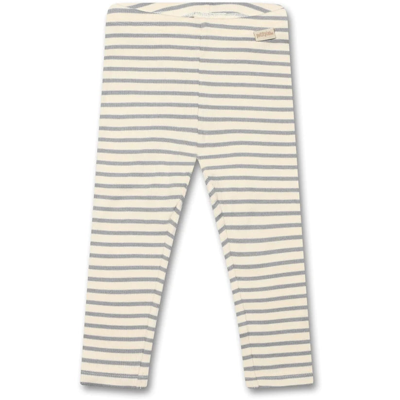 Petit Piao-Legging Modal Striped-Blue Mist/Off White
