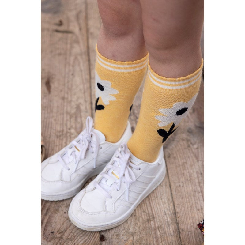 Jubel & Sturdy - Knie Socken - Have A Nice Daisy - Geel