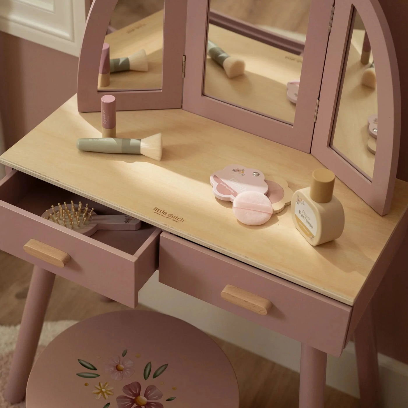 Holz Schminktisch – Rosa – Essentials