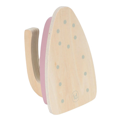Holz-Bügelbrett mit Bügeleisen