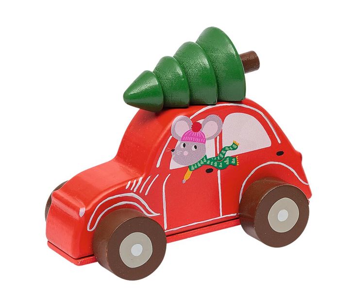 Holz-Weihnachtsflitzer - rot oder gelb