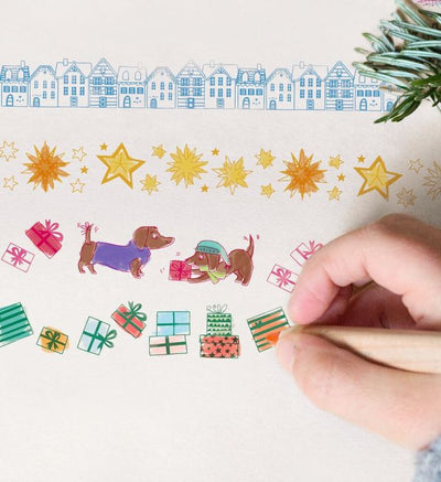 Rollstempel Winterzaube- gelb, rosa, grün oder blau