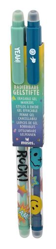 2er Set Radierbare Gelstifte Happy Day mint blau oder pink violet