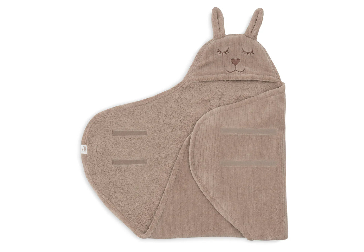 Jollein- Einschlagdecke für Babyschale - Bunny - Cloudy Rib - Milky Coffee