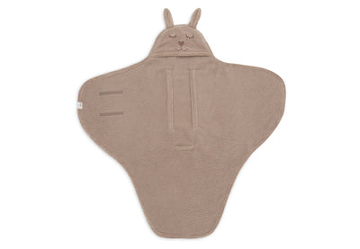 Jollein- Einschlagdecke für Babyschale - Bunny - Cloudy Rib - Milky Coffee
