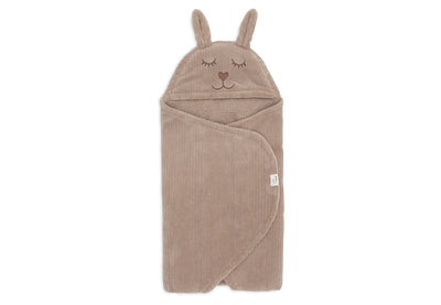 Jollein- Einschlagdecke für Babyschale - Bunny - Cloudy Rib - Milky Coffee