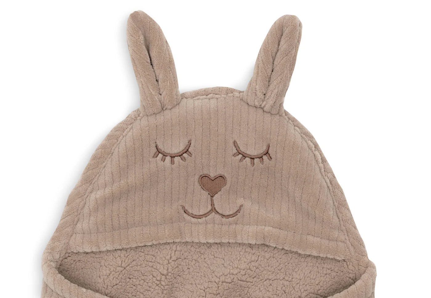 Jollein- Einschlagdecke für Babyschale - Bunny - Cloudy Rib - Milky Coffee