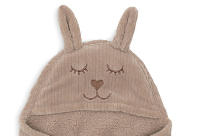 Jollein- Einschlagdecke für Babyschale - Bunny - Cloudy Rib - Milky Coffee