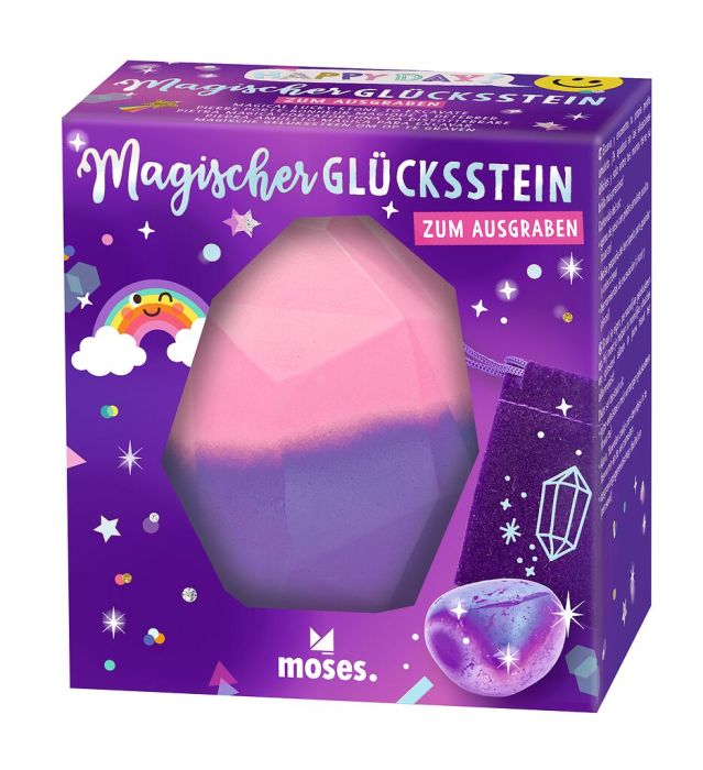 Happy Day Magischer Glücksstein zum Ausgraben violett oder gelb