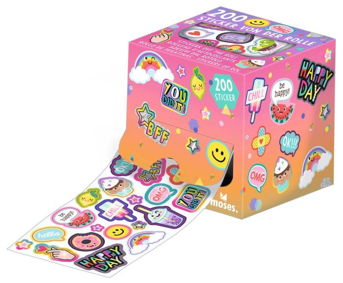 Sticker von der Rolla - Happy Day mit Glitzereffekt blau oder rosa