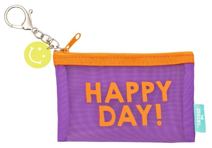 Transparente Mini-Täschen Happy Day (blau, pink, grau oder violett)