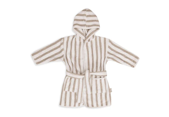 Jollein-Bademantel 3-4 Jahre Stripe Frottee Olive Green GOTS-Mehrfarbig