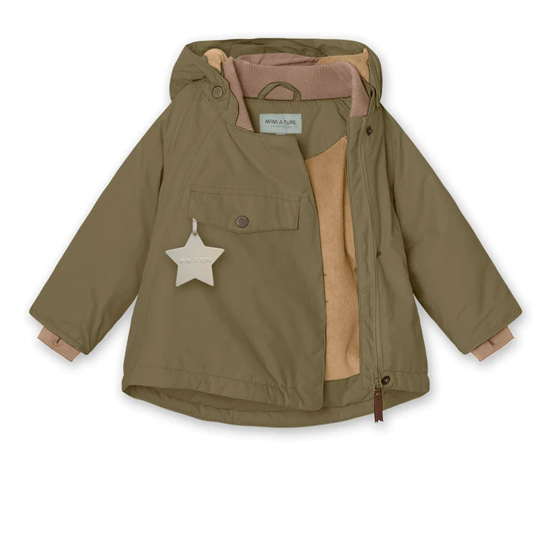 Mini A Ture-Wally fleece lined winter jacket. GRS-Capers Green