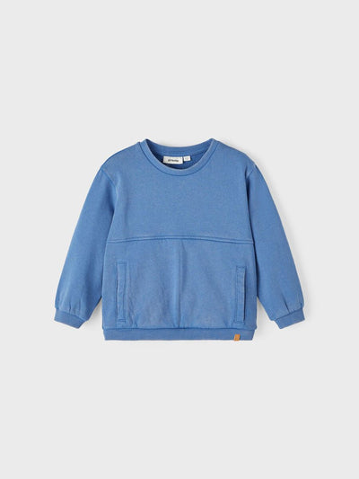 name it-NMMNALF LS LOOSE SWEAT LIL-Federal Blue