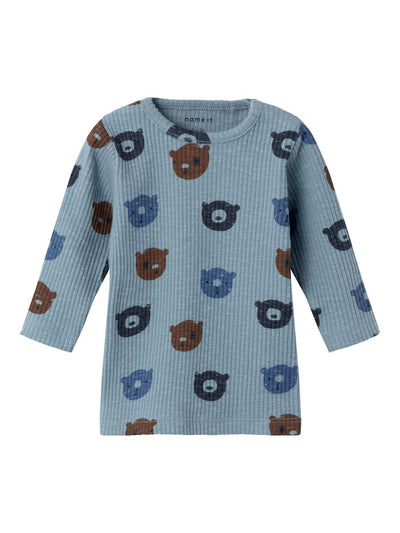 name it- PRINT OBERTEIL MIT LANGEN ÄRMELN blau teddy