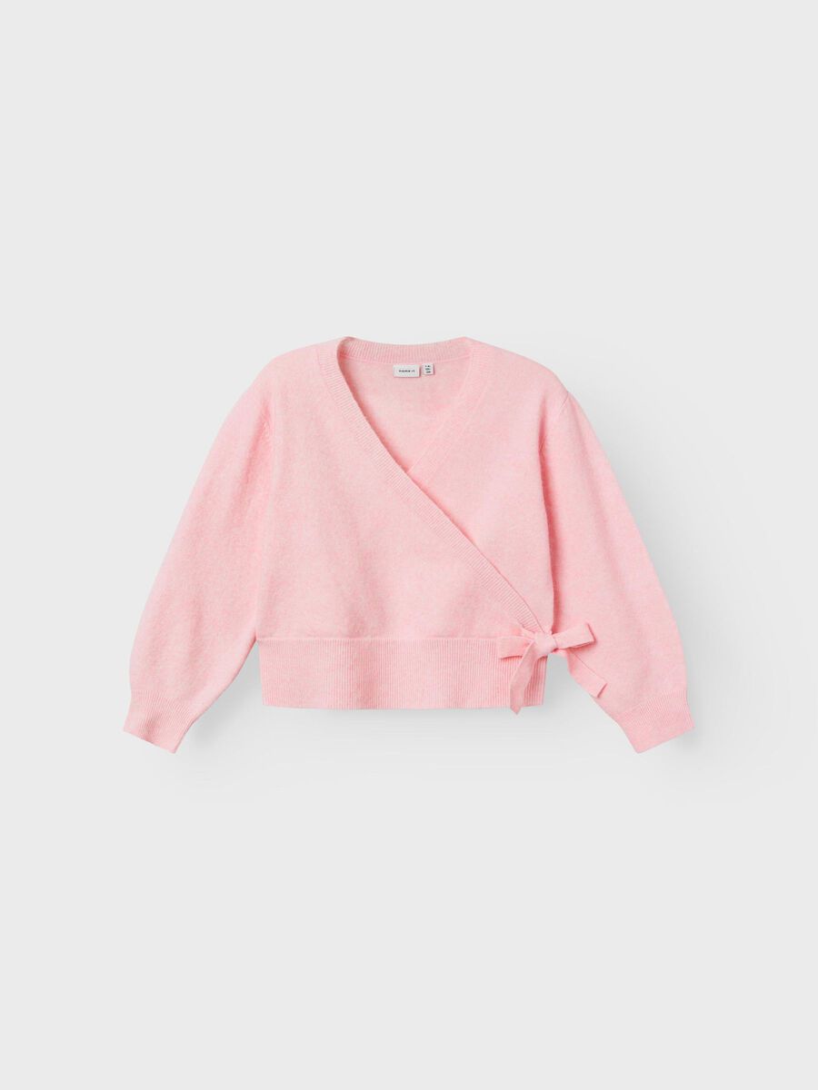 Name it-NKFFALLET SHORT LS KNIT WRAP CARD-Parfait Pink