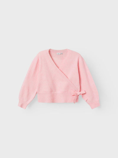 Name it-NKFFALLET SHORT LS KNIT WRAP CARD-Parfait Pink