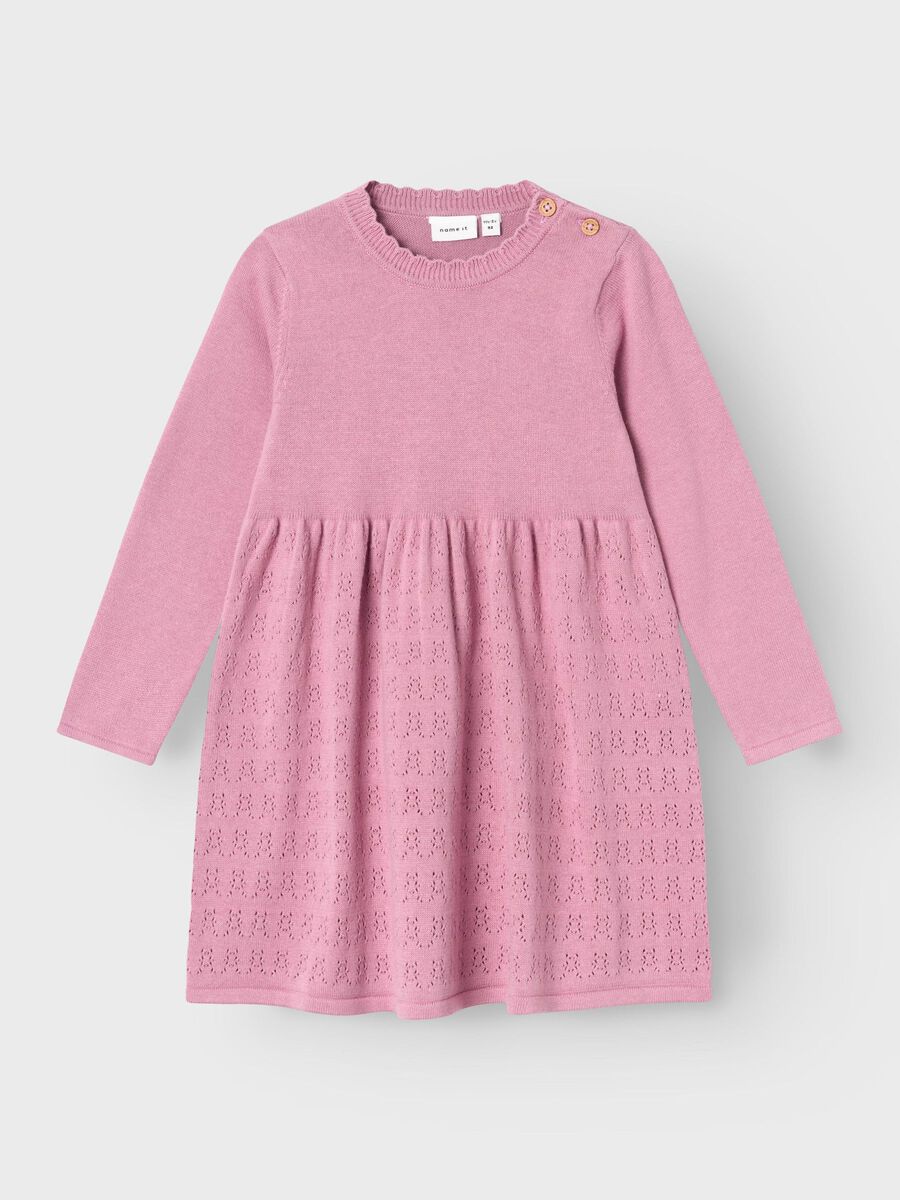 Name it-NMFOSILLA LS KNIT DRESS - MAUVE ORCHID