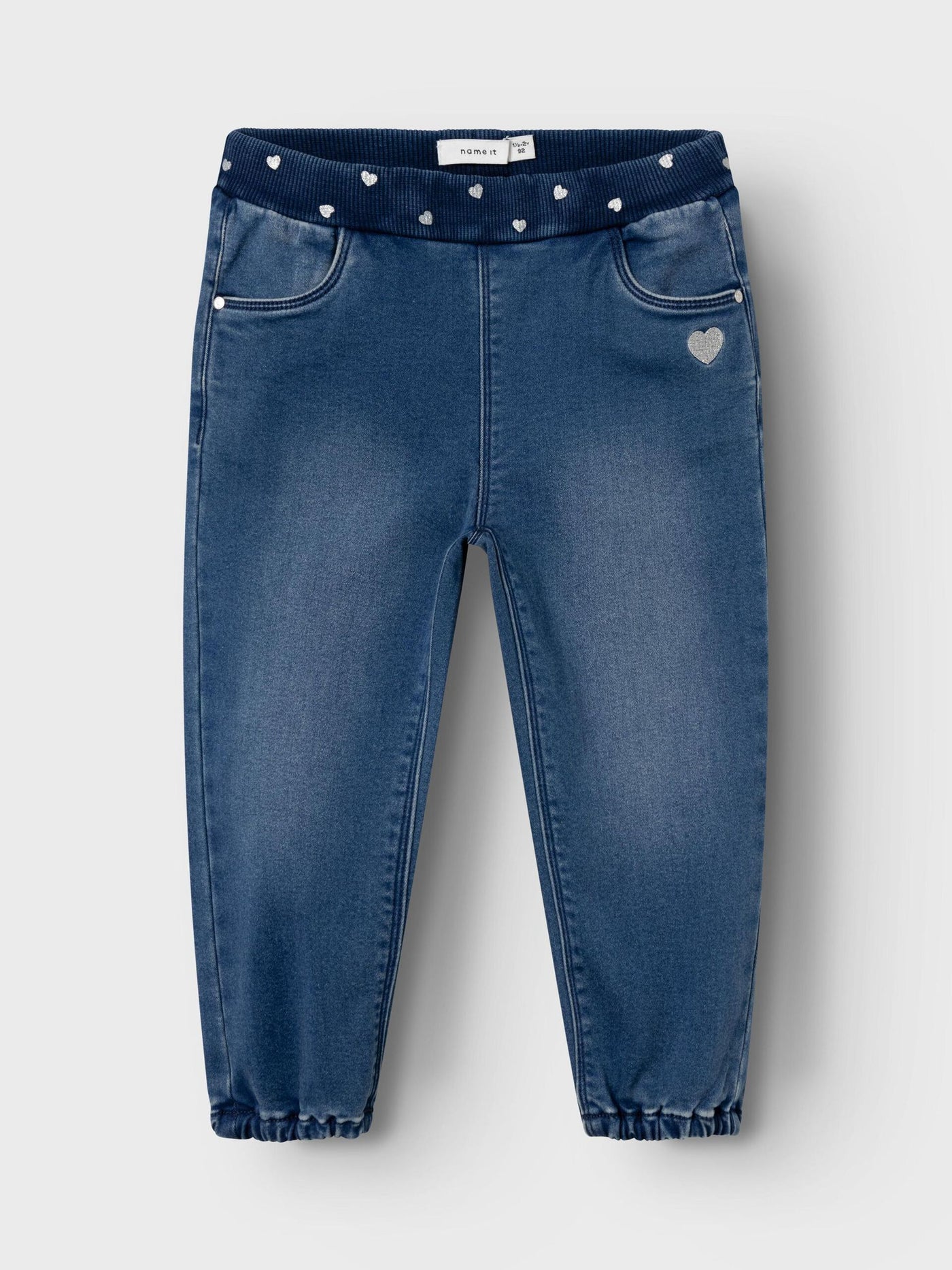 Name it-NMFBELLA ROUND FLEECE JEANS - Dark Blue Denim