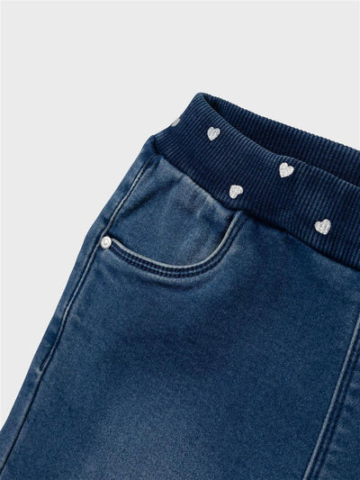 Name it-NMFBELLA ROUND FLEECE JEANS - Dark Blue Denim