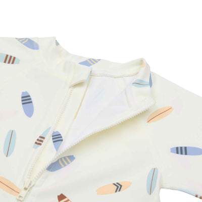 Lässig-Schwimmanzug Kinder Kurzarm (UV Schutz) - Surfbrett, Weiß