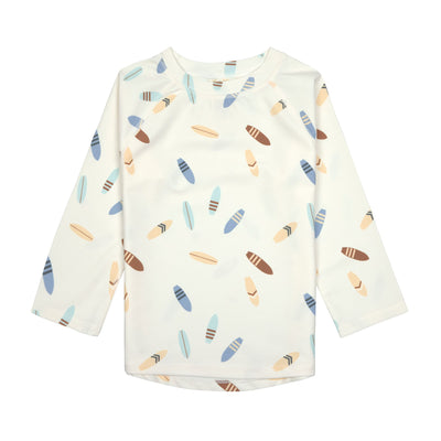 Lässig-UV Shirt Kinder Langarm - Surfbrett, Weiß
