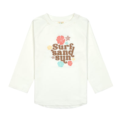 Lässig-UV Shirt Kinder Langarm - Blumen, Weiß