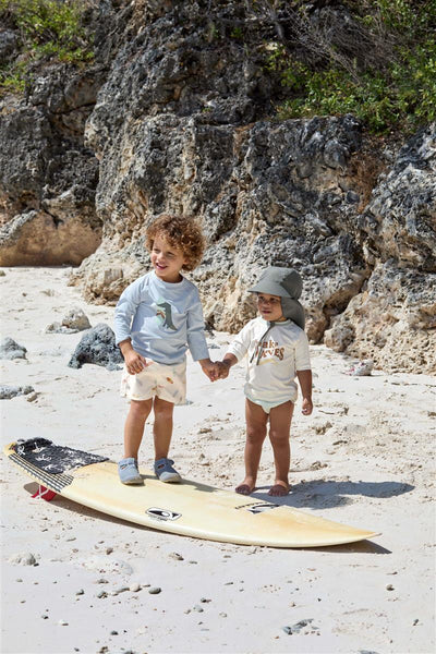 Lässig-Badehose Baby (mit Windel) - Surfbrett, Weiß