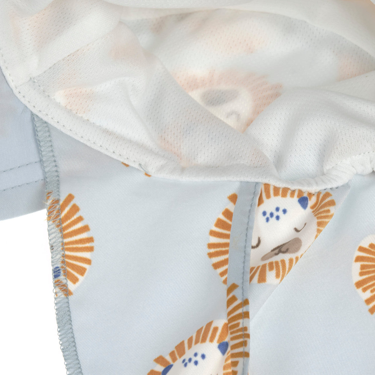 Sonnenhut Baby (UV Schutz & Nackenschutz) - Löwe, Hellblau