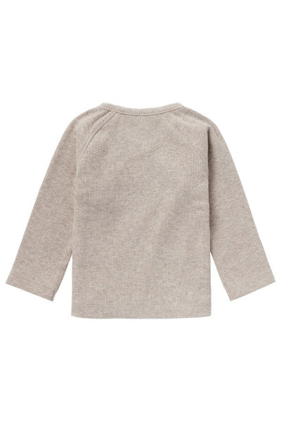 Noppies-P757 Taupe Melange U Tee Overlap LS Rib