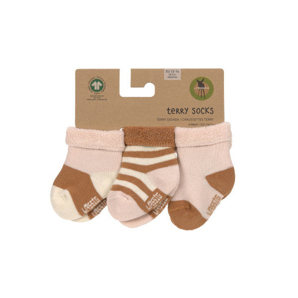 Terry Socks GOTS 3 pcs assorted powderpink/caramel