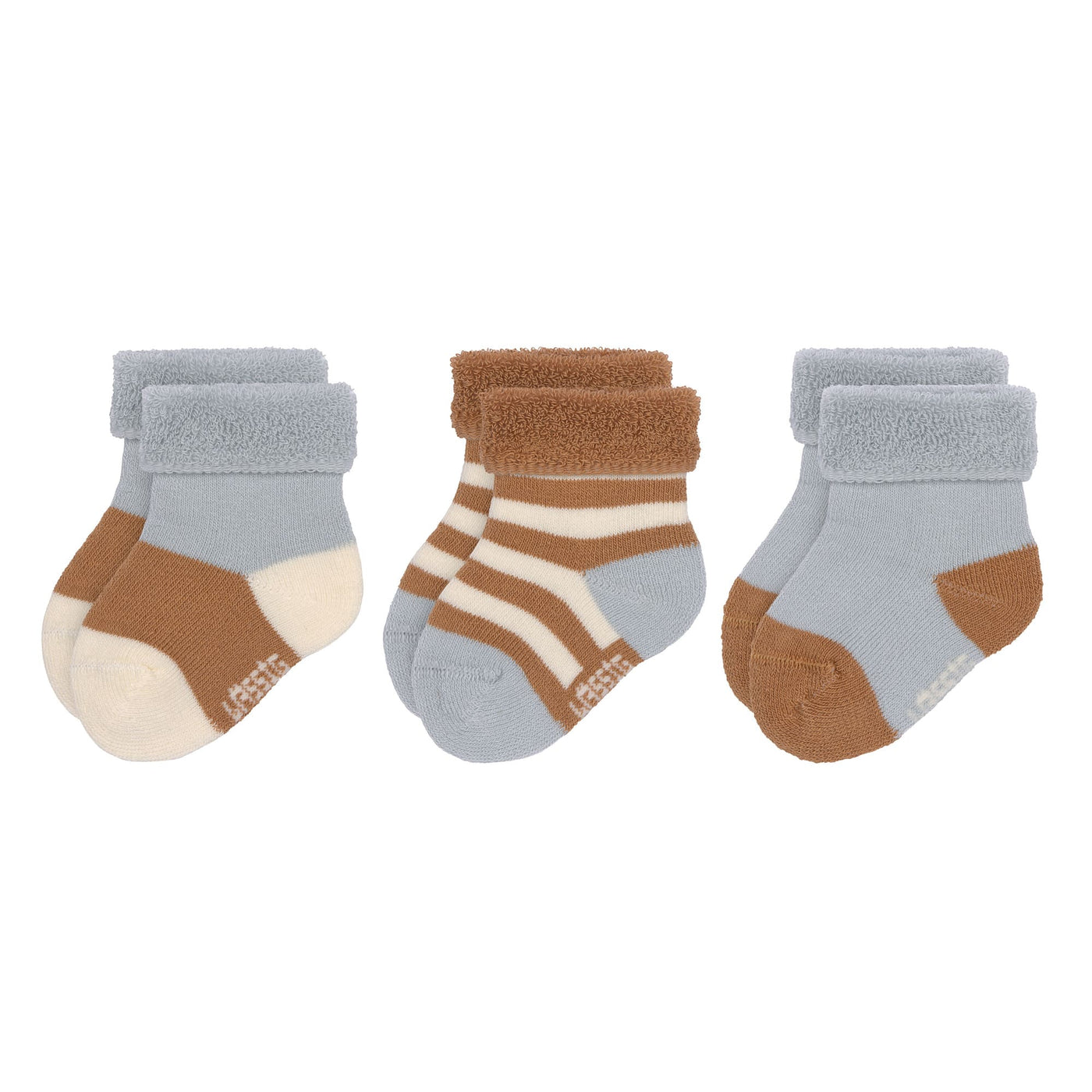 Terry Socks GOTS 3 pcs assorted light blue/caramel