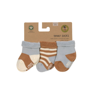 Terry Socks GOTS 3 pcs assorted light blue/caramel