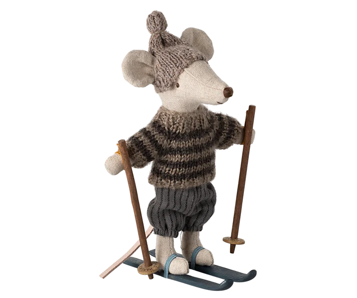 Maileg - Wintermaus mit Skiset, Großer Bruder - Grau