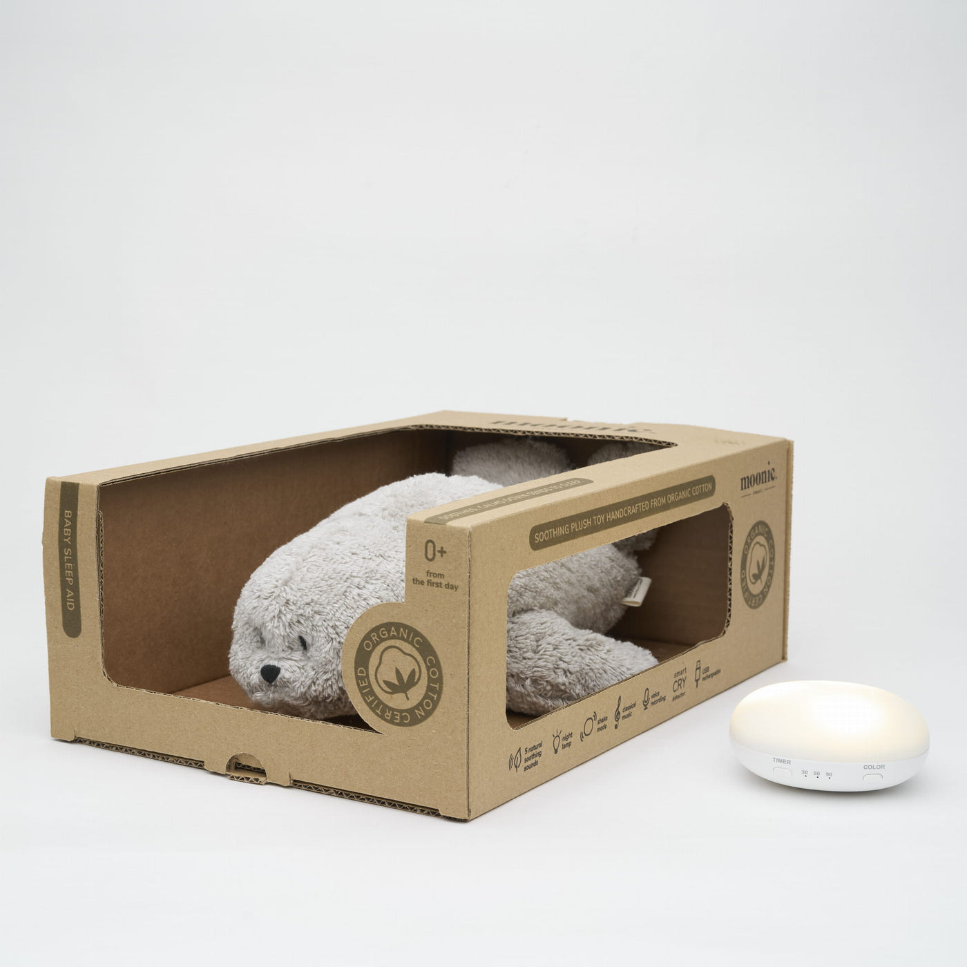 MOONIE SEAL GRAY - ORGANIC HUMMING SEAL WITH A LAMP