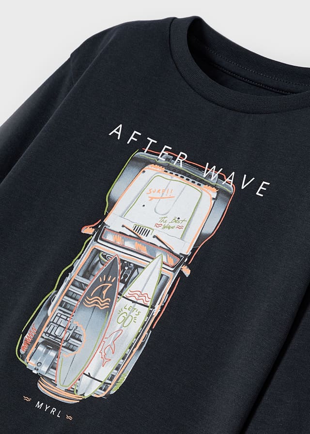 Mayoral - T-Shirt langarm "after wave" - Dunkelgrau