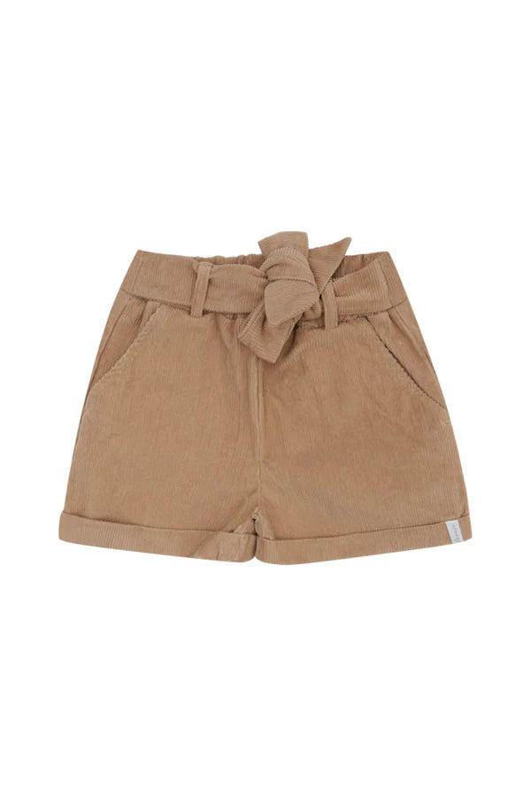 leevje-Paperbag Shorts 'coffee' aus Cord mit Schleife - coffee