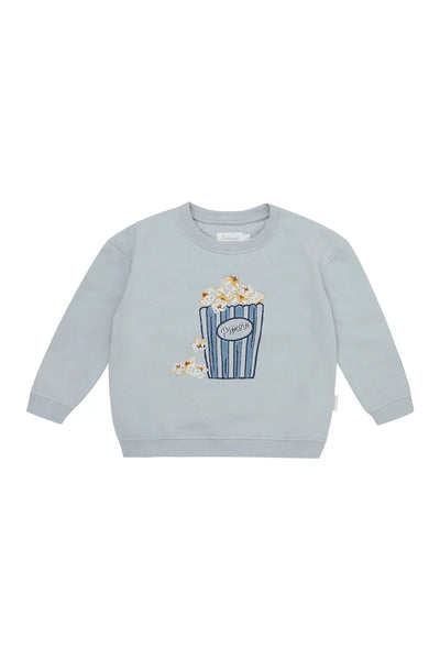 leevje-Oversized Sweatshirt 'popcorn light blue' - light blue