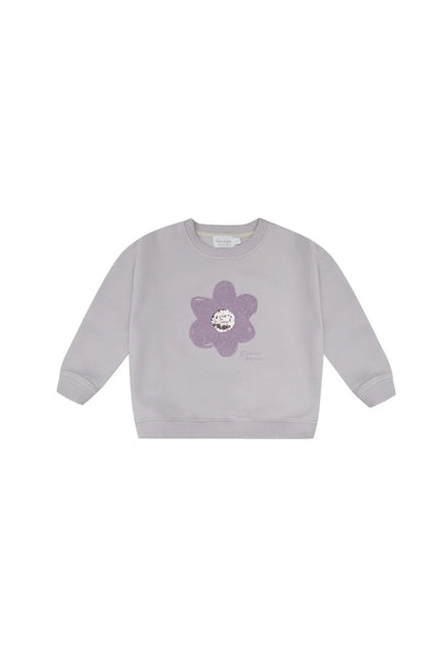 leevje-Oversized Sweatshirt 'sparkling flower' - lavender