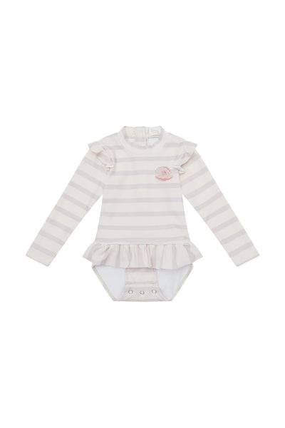 Langarm Badeanzug 'lavender stripes' - lavender stripes