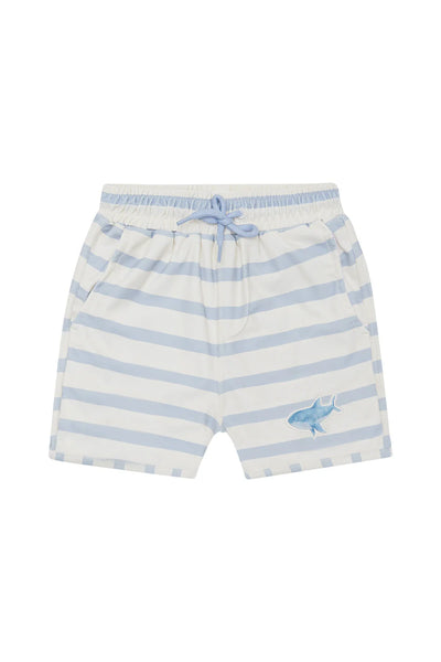 Badeshorts 'blue stripes' mit Hai-Patch - blue stripes