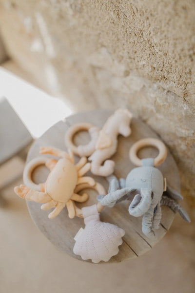 Baby Rassel mit Holzring 'octopus'
