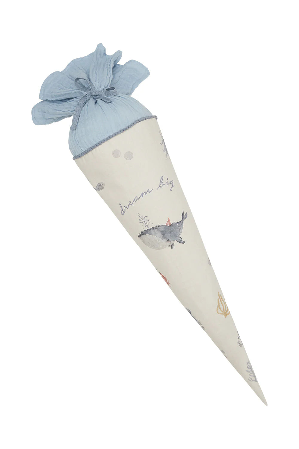 Schultüte groß 'whale' mit Pappkegel und Füllkissen