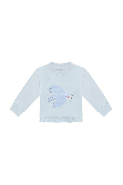 Sweatshirt 'bird' mit Rüschensaum in clear blue