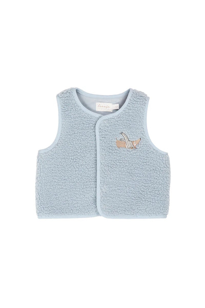 Teddy Weste 'clear blue' mit Dackel-Stickerei - clear blue