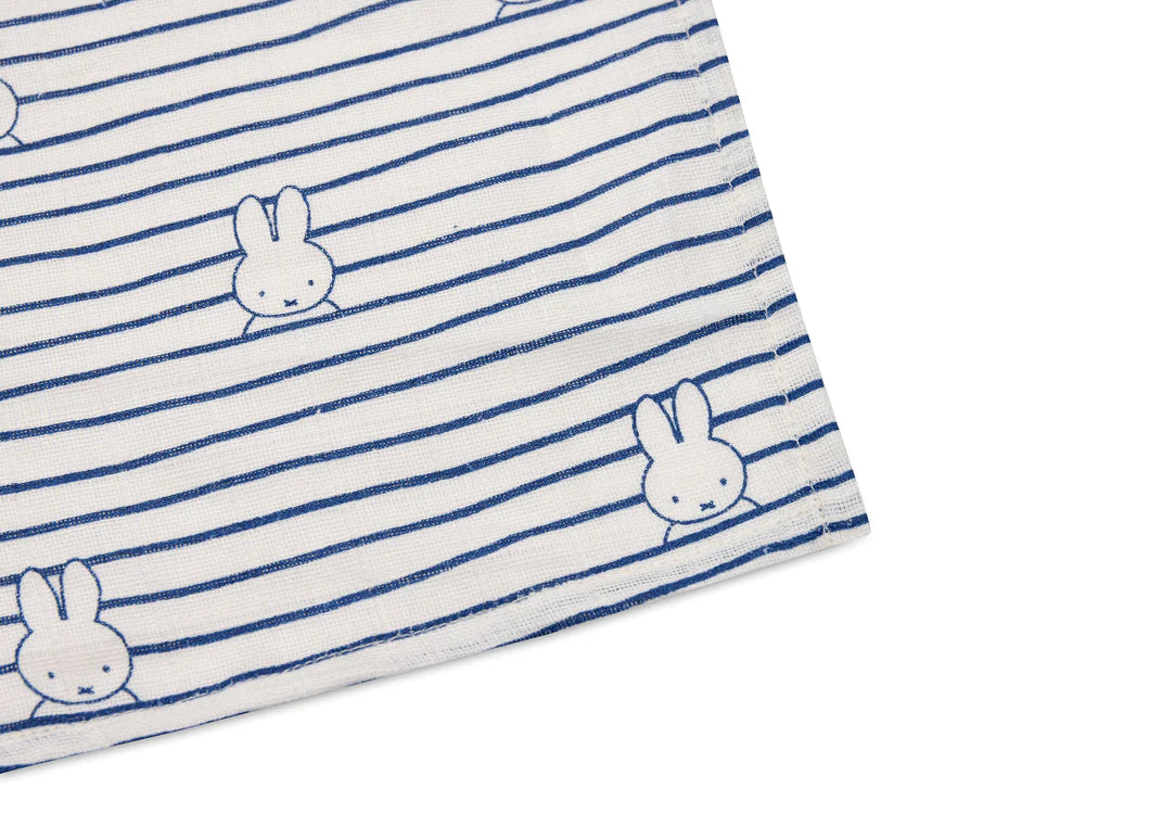 Jollein-Mullwindelnn Hydrophil 115x115cm Miffy Stripe Navy (2pack)-Blau