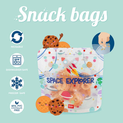 3er-Set Lebensmittelbeutel - Snack Bags- Space