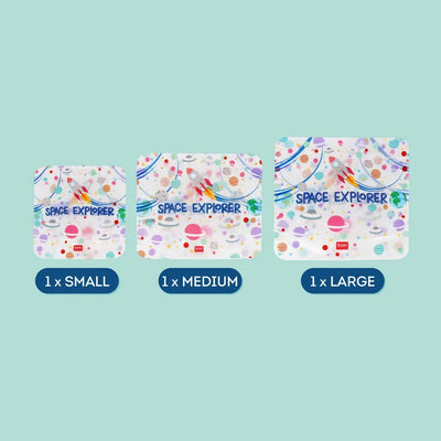 3er-Set Lebensmittelbeutel - Snack Bags- Space