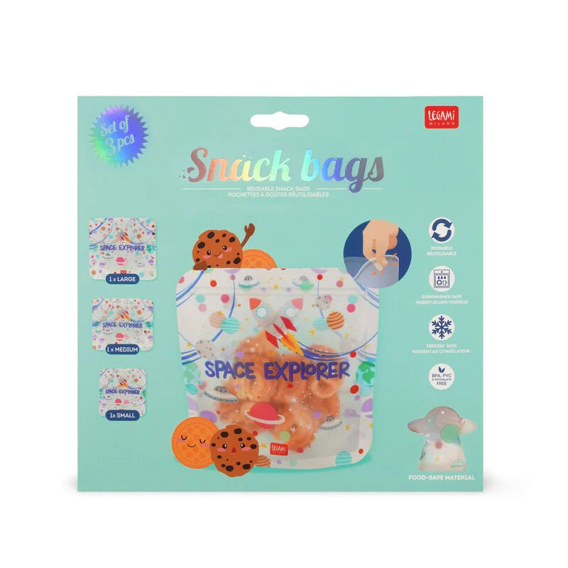 3er-Set Lebensmittelbeutel - Snack Bags- Space