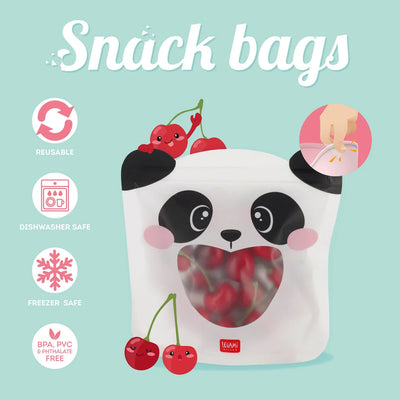 3er-Set Lebensmittelbeutel - Snack Bags Panda